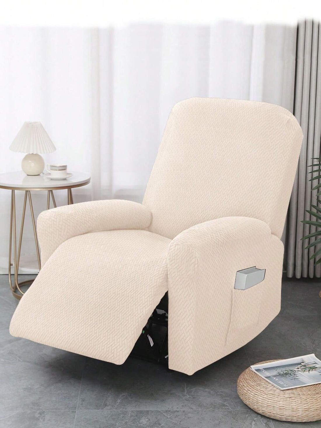 4/6/8pcs Snowflake Damask Stretch Recliner Sofa Covers, Home Bedroom Living Room Dining Room Anti-Dust Anti-Dirty Anti-Cat Scratch Sofa Slipcovers