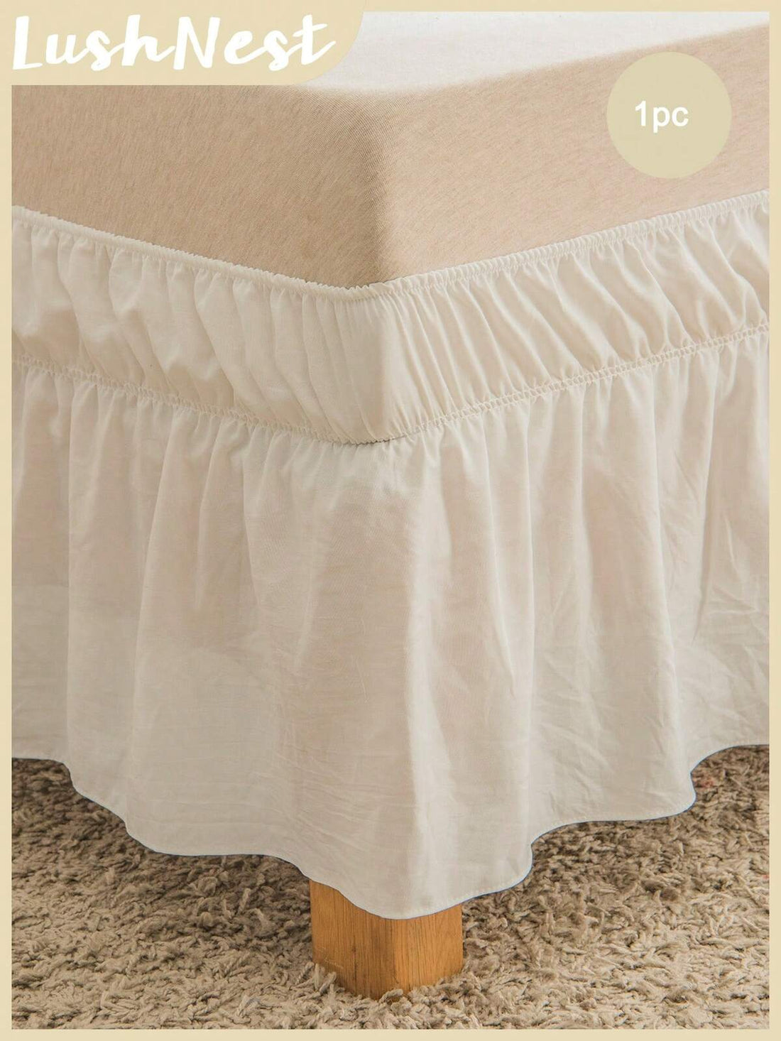 1pc White Bedskirt, Vintage Farmhouse Bedroom Decor, Soft Microfiber Bedskirt, Without Comforter, Dorm Essential, Student Bedding, Cozy & Comfortable