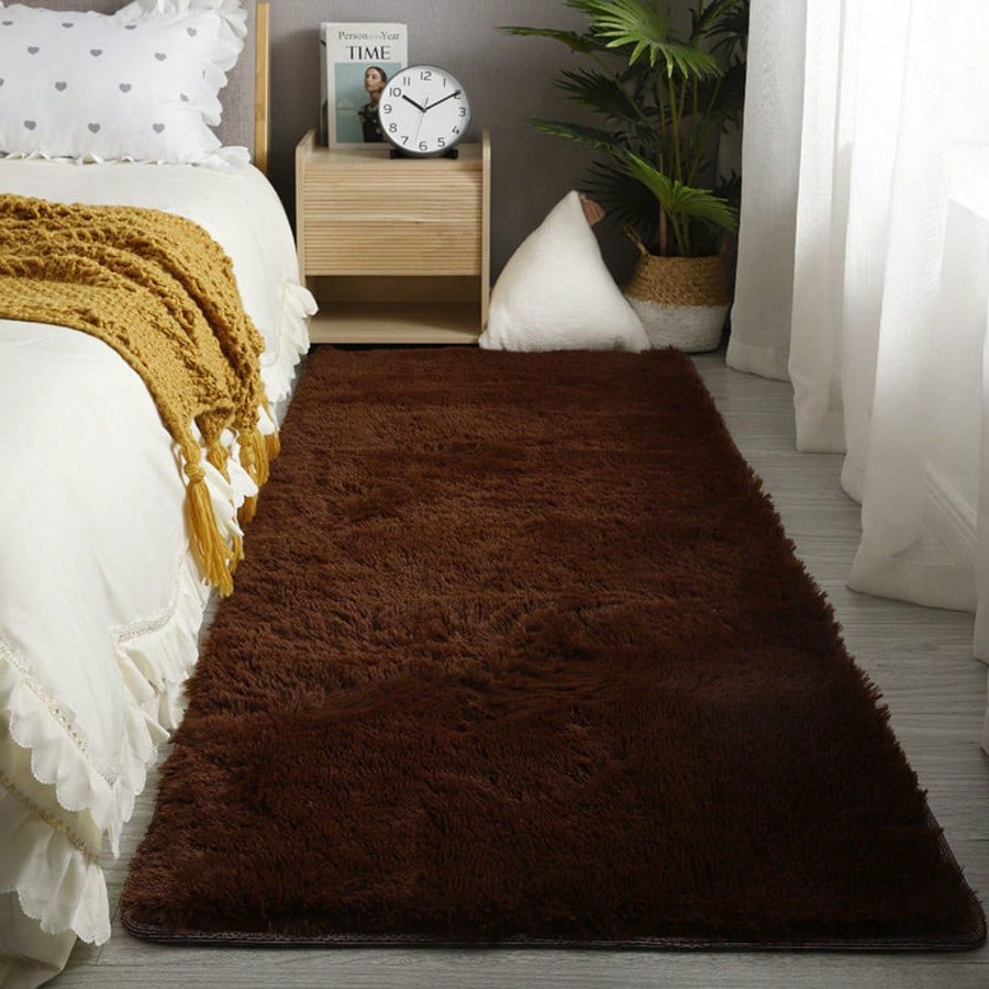 Soft Long Carpet, Suitable For Bedroom And Living Room, Brown Fluffy Shaggy Bedside Rug, Long Plush Carpet, Non-Shedding, Suitable For Girls Room Home Decor